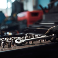 A ratchet tool set in a workshop [do not use as thumbnail]