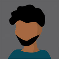 An avatar for person with a black beard and hair